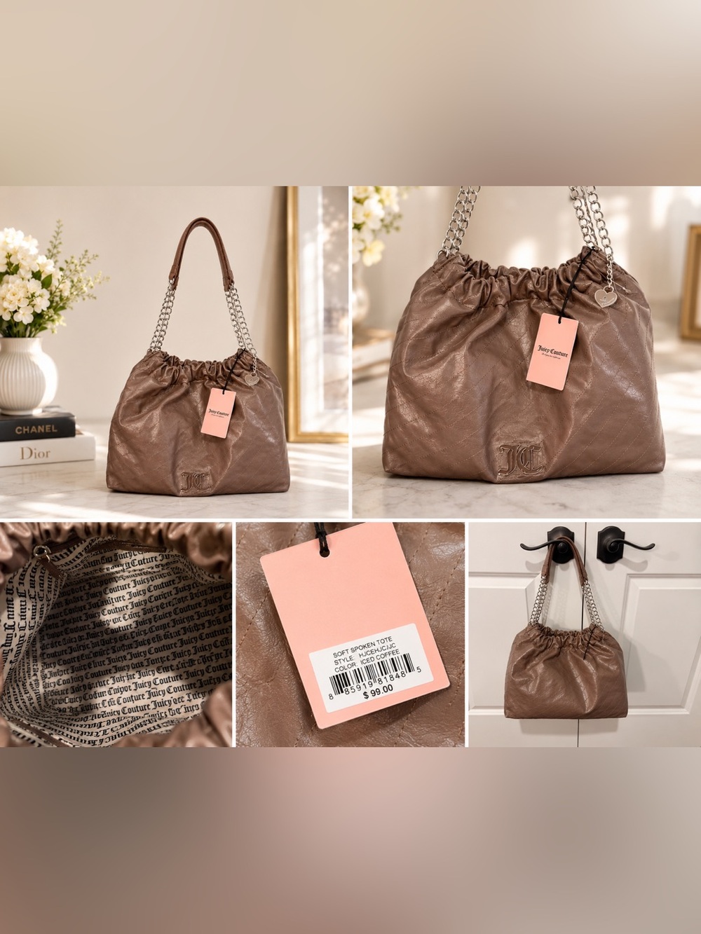 NWT Juicy Couture Iced Coffee Soft Spoken Tote Bag